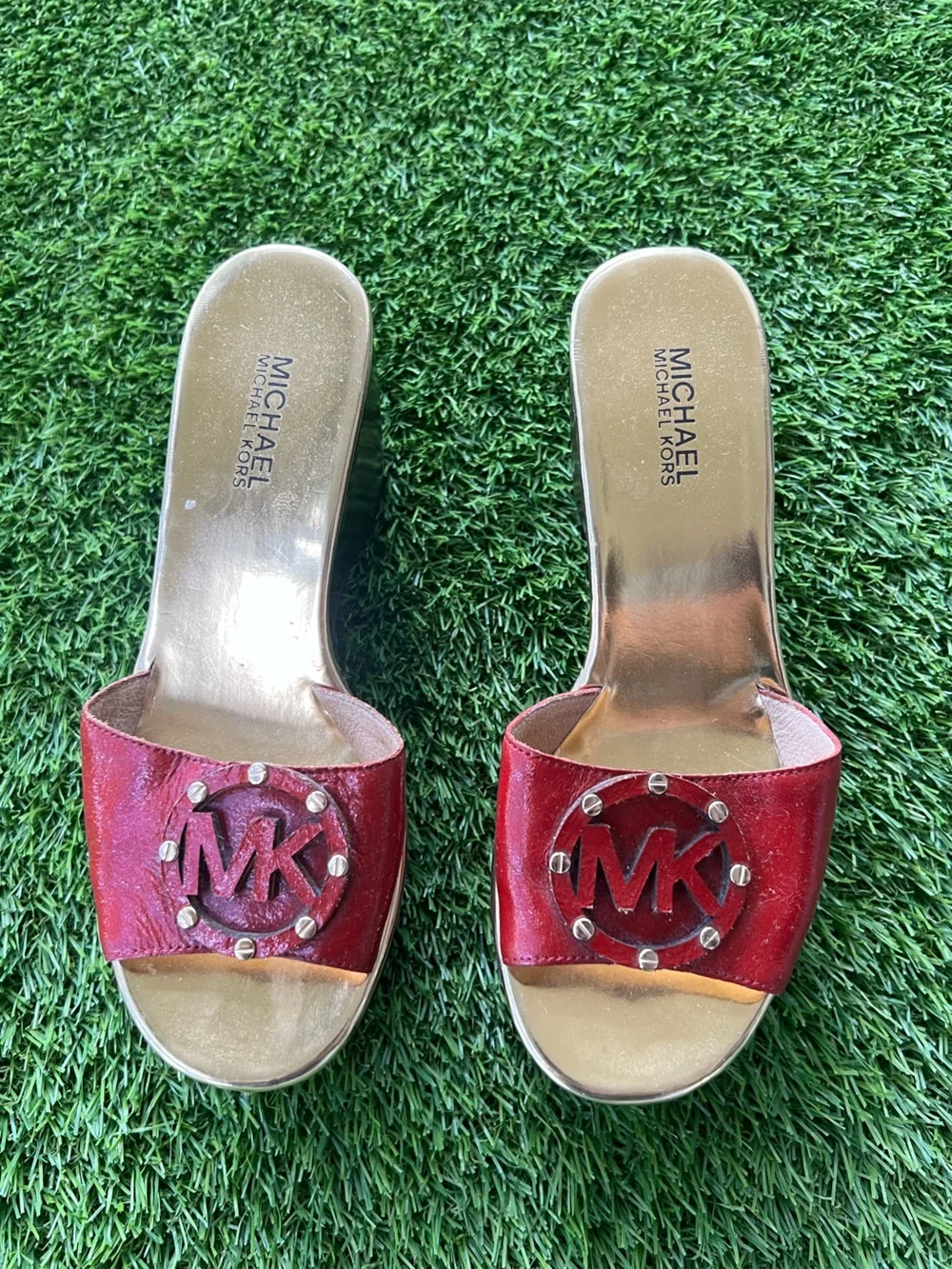 Red Michael Kors wedge